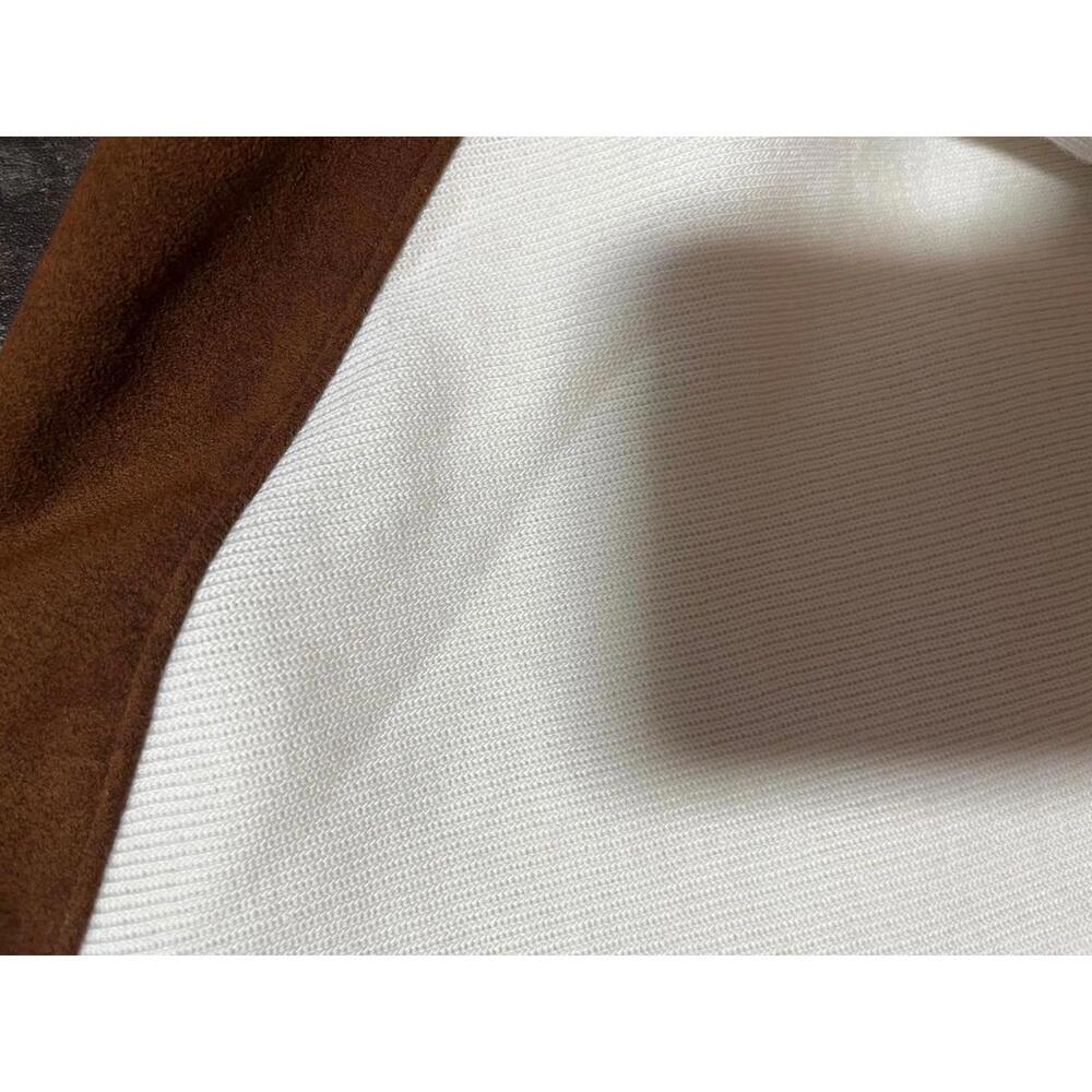 Cremieux Men’s Large Long Sleeve Henley Shirt Cream Brown Panel - Picture 5 of 6